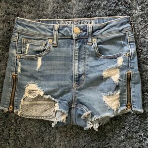 American Eagle AE super stretch hi-rise shortie Jean shorts size sz 2